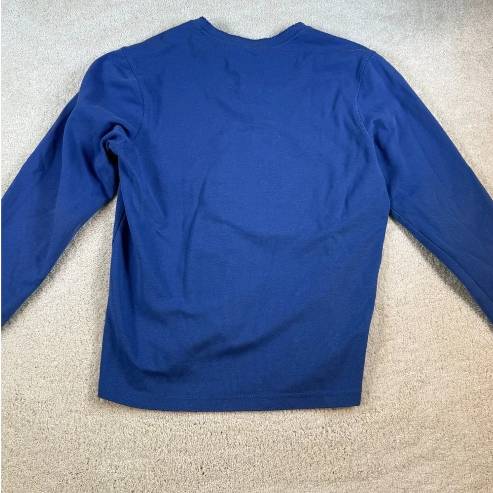 Copper & Oak Supply Mens Long‎ Sleeve Henley Shirt Blue Size L Distressed Edges